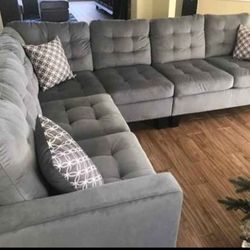 Lantana Gray & Chocolate Sectional 