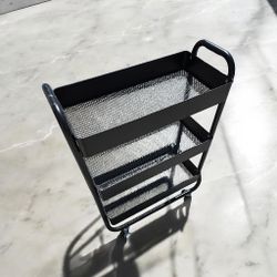 Wide Metal Utility Cart Black
Rolling Storage Cart with
Casters, Fixed Shelves