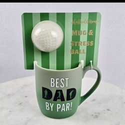 Sheffield Home Best Dad By Par Mug & Golf Stress Ball Gift Set, Fathers Day New