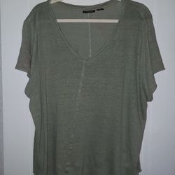 Womens Tahari Linen Green Shirt 3X 