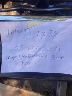 05-11 INFINITI FX35 FRONT BUMPER GRILLE & FOG LAMPS