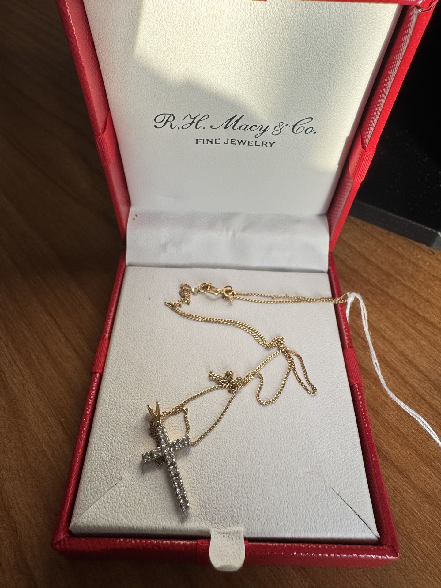 $199 14K Solid Gold Diamond Lateral Cross Necklace