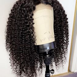 24” Kinky Curly Natural Human Hair Wigs 