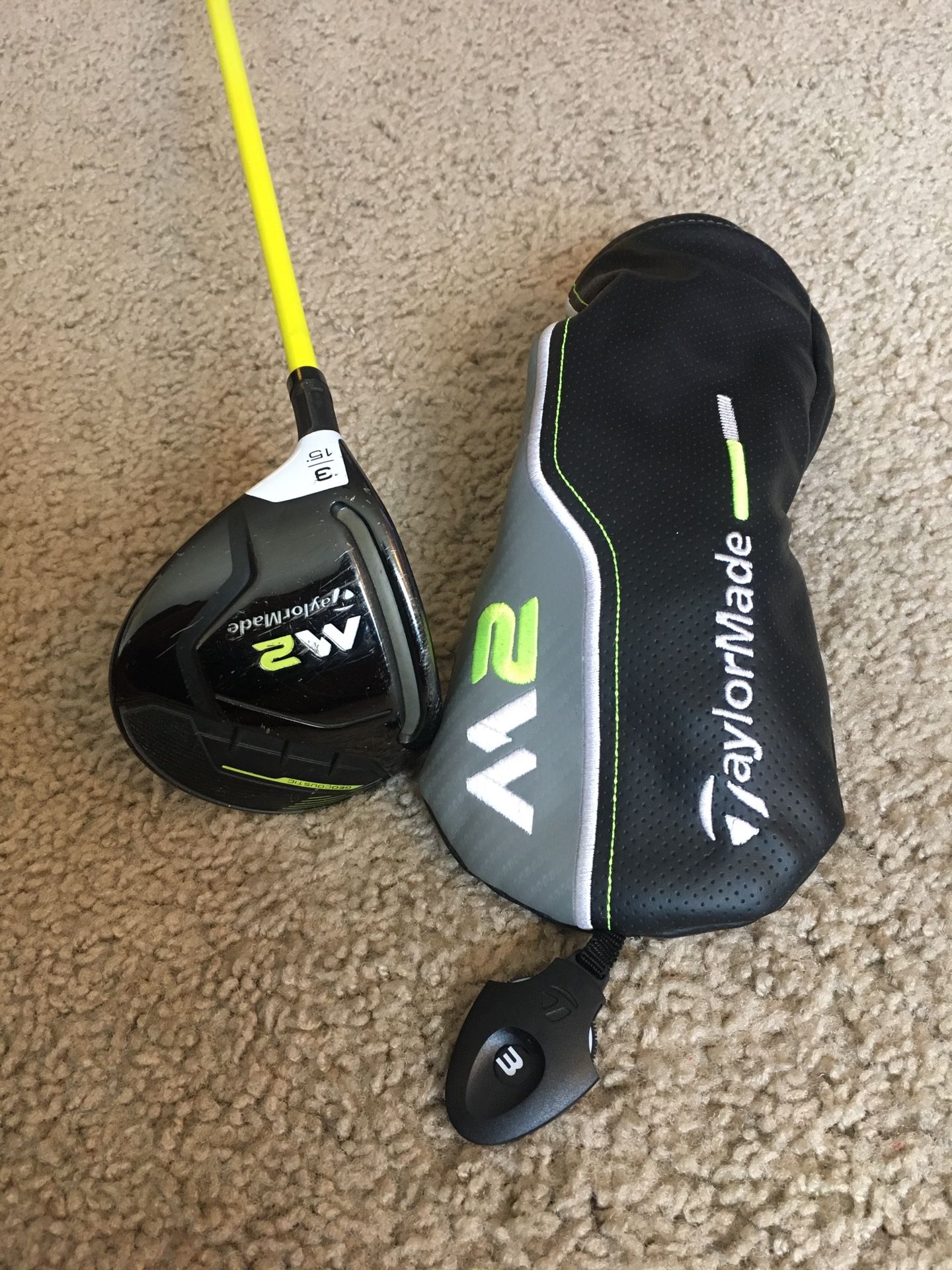 LH TaylorMade M2 Fairway 3-Wood 15* With Upgraded V2 Mamiya 5F4 Shaft