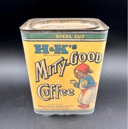 ANTIQUE H&K'S MITY GOOD COFFEE TIN HANLEY KINSELLA