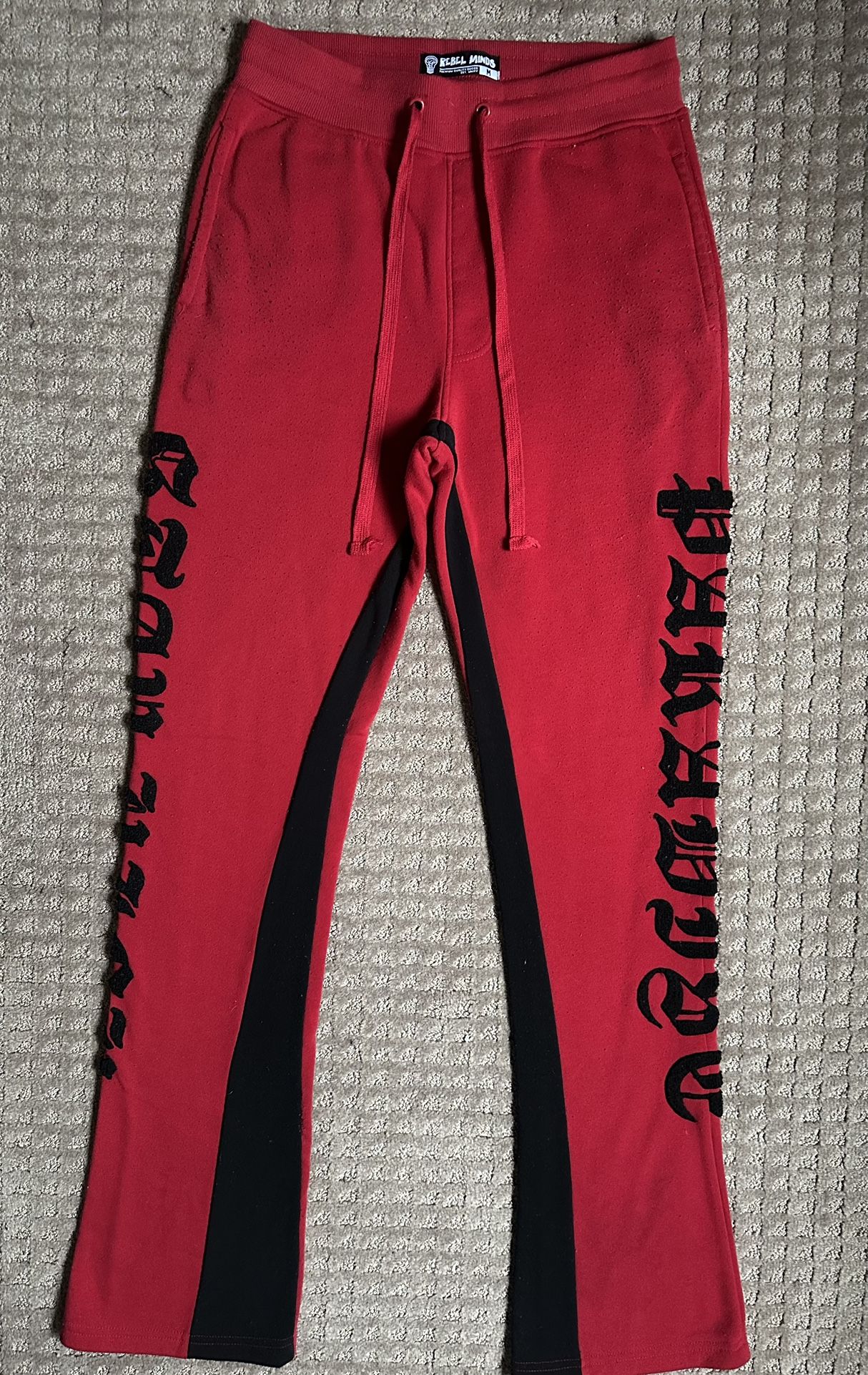 Stacked Red & Black Pants