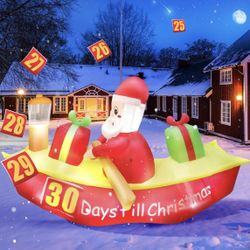 Christmas Inflatables Outdoor Decorations,Santa Christmas Countdown Christmas Blow Up Yard Decorations with Build in Led Light for Indoor/Outdoor Chri