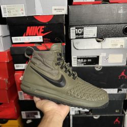 Nike Lunar Force 1 Duckboot Medium Olive size 12 USED But Clean