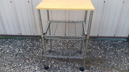 Rolling Kitchen Cart / Microwave Stand with Butcher Block Top