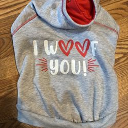I Woof You Hooded Pet Shirt. Super soft and thick Medium