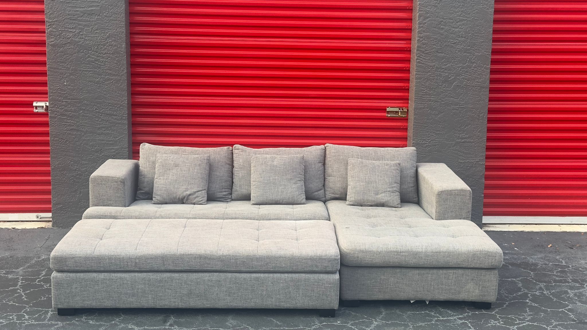 GRAY SECTIONAL SOFA BED W OTTOMAN - delivery is negotiable