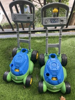 2 Toy Lawn Mowers - Kids Pretend Play (Pair)