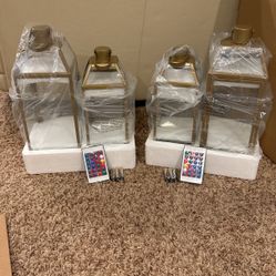 4 Lanterns with Fairy Lights, Remote Operated