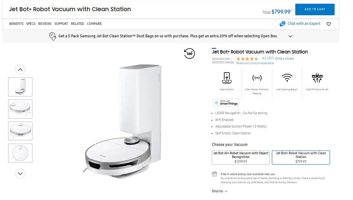 Samsung - Jet Bot+ Robot Vacuum with Clean Station