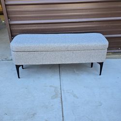 Gray Woven Storage Bench