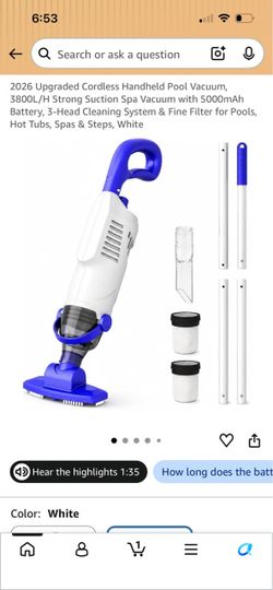 Cordless Handheld Pool Vacuum with Accessories