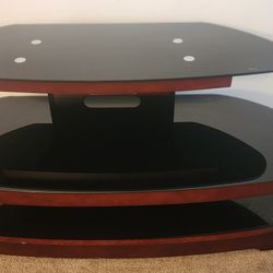 3 Tier Cherry Wood And Glass TV Stand 