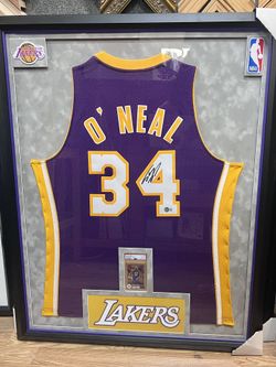 SHAQUILLE O'NEAL Lakers NBA Signed Jersey, 1/1 With Graded Card