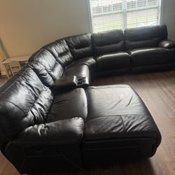 Genuine Leather Brown 6 Pc Sectional 
