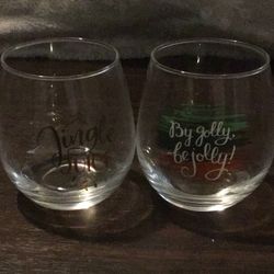 Christmas Stemless Wine Glasses