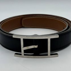 Hermès Hermes Quentin Reversible Belt 90 in Black Togo Leather