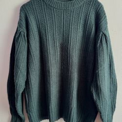 Green Crew Neck Sweater, 1X