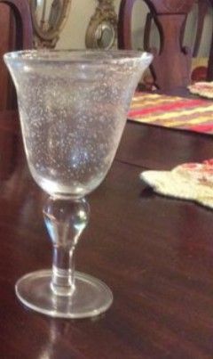 Clear glass seeded wine glasses