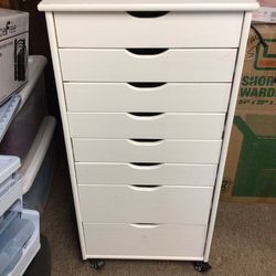 White 8-Drawer Rolling Storage Cart