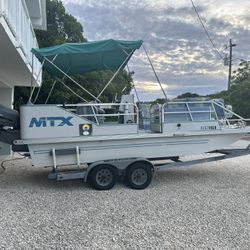Fiberglas Catamaran Deck Boat W Trailer 