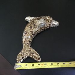 RARE~Mosaic Dolphin Art~Nautical Wall Decoration~Brown/Beige color~Excellent Condition~No Chips