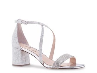 New Nina Neville Silver Sandal Dress Heel Women's size 8.5 Wedding Cocktail Evening Shoe