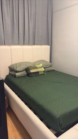 Upholstered Bed Frame - Cream
