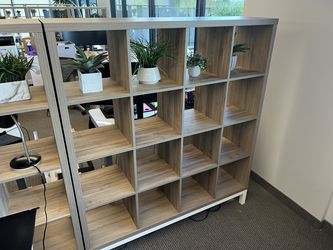 IKEA Kallax 4x4 Cube Shelf w/ White Base - Warm Walnut (Discontinued Color)