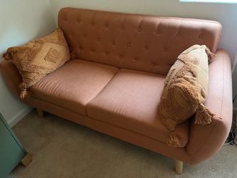 Bernice Petite Mid Century Modern Tufted Sofa Orange - Christopher Knight Home: Comfortable Upholstered Loveseat