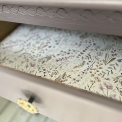 Solid Wood Purple Nightstand With 2 Drawers