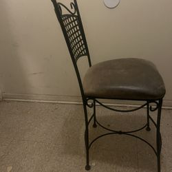 Three Black Cast Iron Kitchen Chairs 