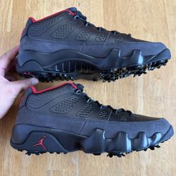 New Nike Air Jordan 9 Retro Golf Shoes Black Charcoal Red Men’s 9.5