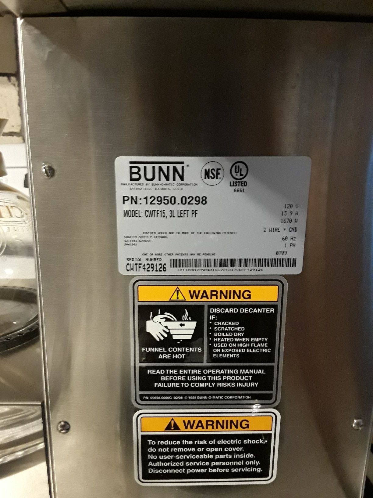 BUNN cw series coffee maker and warmer for Sale in New Haven, CT OfferUp