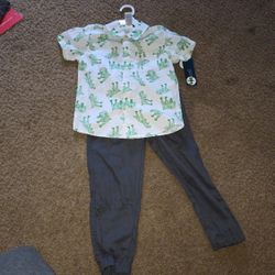 Boys Dinosaur Shirt & Jogger Pants Outfit – Size 5 (New With Tags)