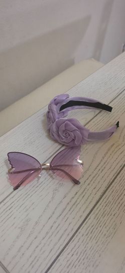 Girls sunglasses and rose headband (purple)