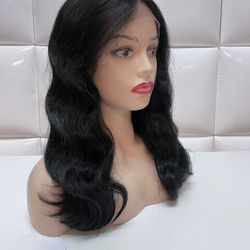 Lace Front Wig-wavy Black Hair Wig~costume Cosplay Dress Up-brand New $50- Peluca Negra Ondulada Nueva