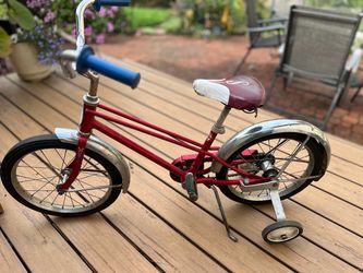 Vintage Kids Schwinn 1979 pixie Bike with Training Wheels Red Survivor
