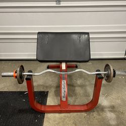 Preacher Curl Bench And Curl Olympic Weight Set