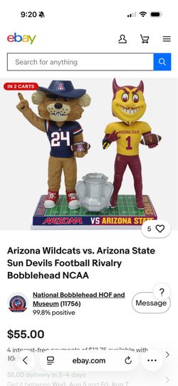 New in box ASU versus UofA rivalry bobble headset