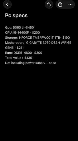Gaming PC – RTX 5060 Ti | i5-14400F | 16GB DDR5 | 1TB NVMe SSD