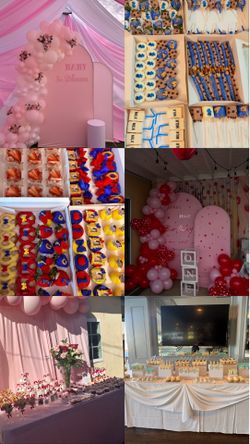 Balloon backdrops and custom desserts