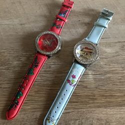 Quartz Watches. One Red One Baby Blue See Pics, Excellent Condition Never Worn