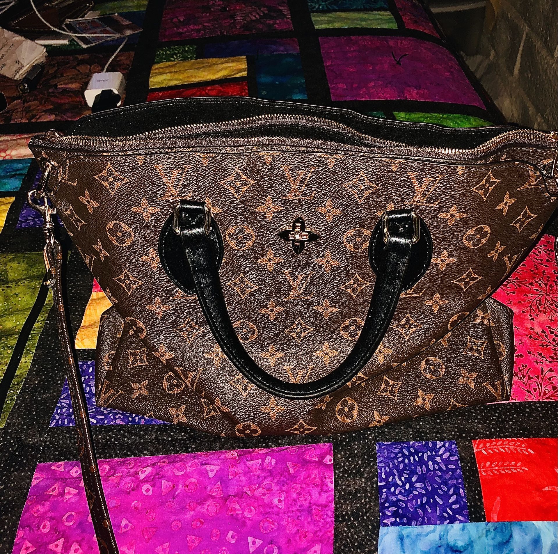 LOUIS VUITTON Monogram Pallas Bag in Black