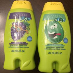 2 Avon Kids Bubble Bath And Body Wash-groovy Grape And Wacky Watermelon 