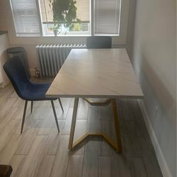 Faux white marble dining table
